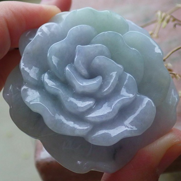 Certified Green Lavender 100% Natural A Jade jadeite pendant Orchid Flower 花开富贵 - Picture 4 of 9
